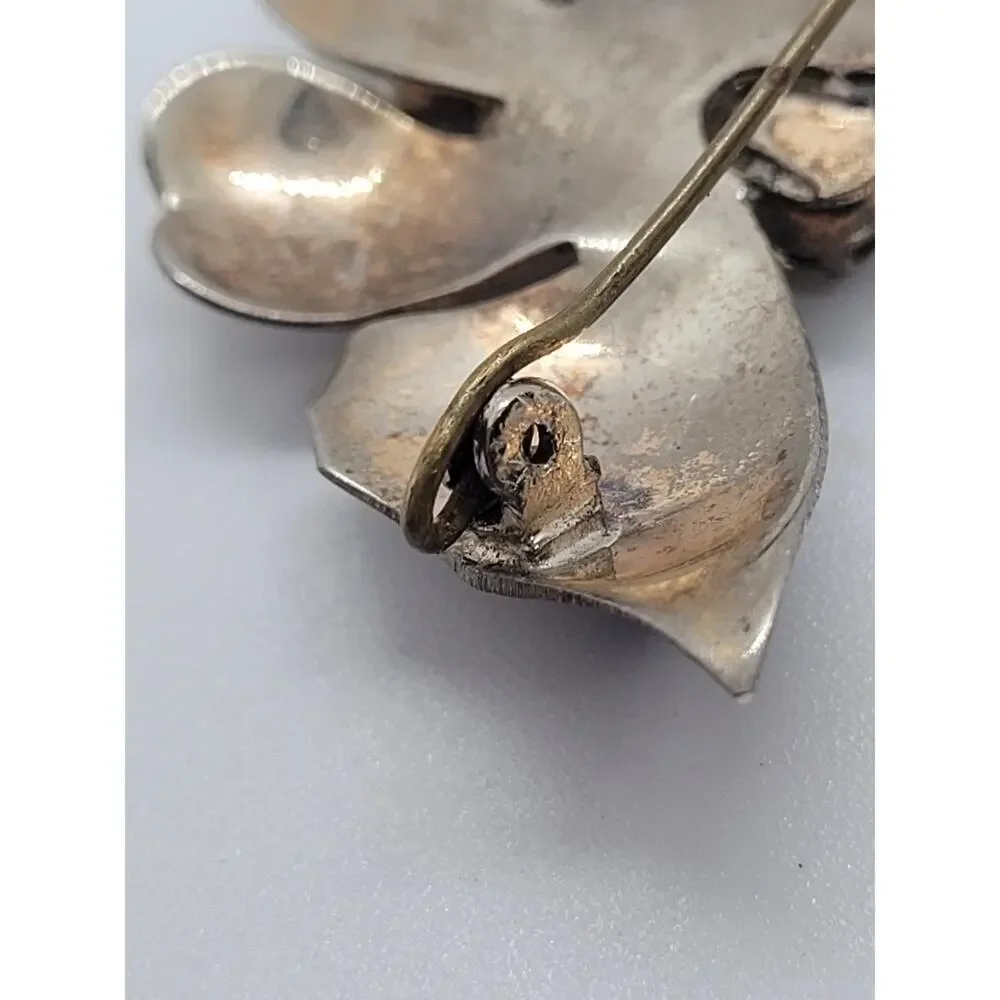 Vintage Sterling Butterfly Brooch Whimsical Fairycore Glam Estate Pin